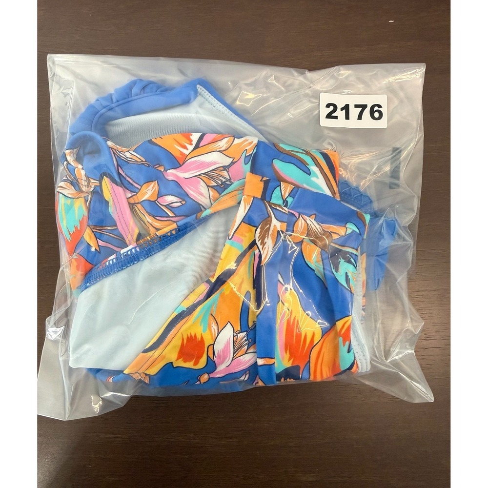 Cupshe 2 Piece Bikini Set Royal Blue U-Wire Top Tropical Floral Bottom S NWT - Picture 11 of 11